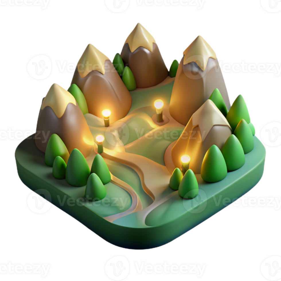 magnificent minimalist Softly Lit Valley Cutout Isolated high resolution png