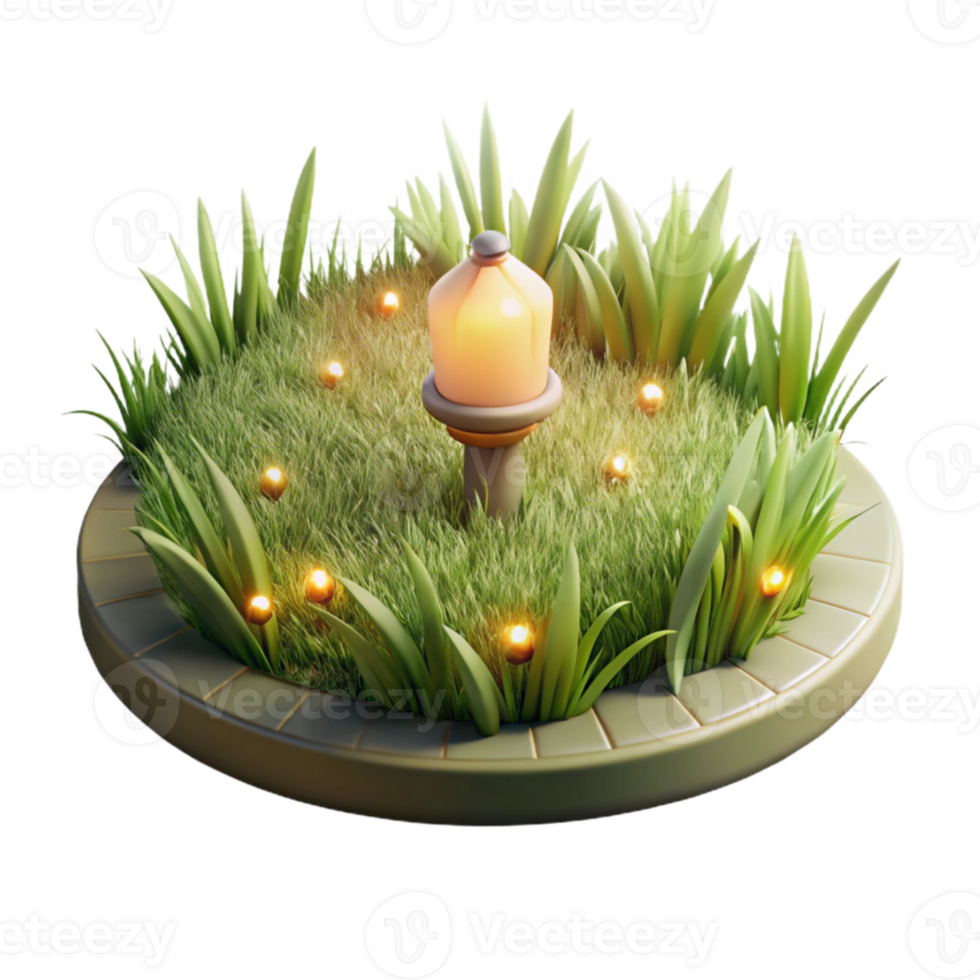 elegant minimalist Softly Lit Meadow Isolated on Transparent Background premium png