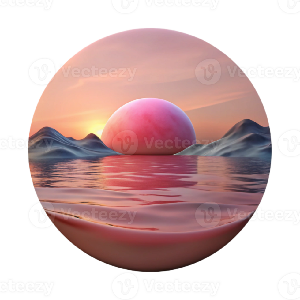 serene abstract Soft Pink Sunset Lake Isolated professional png