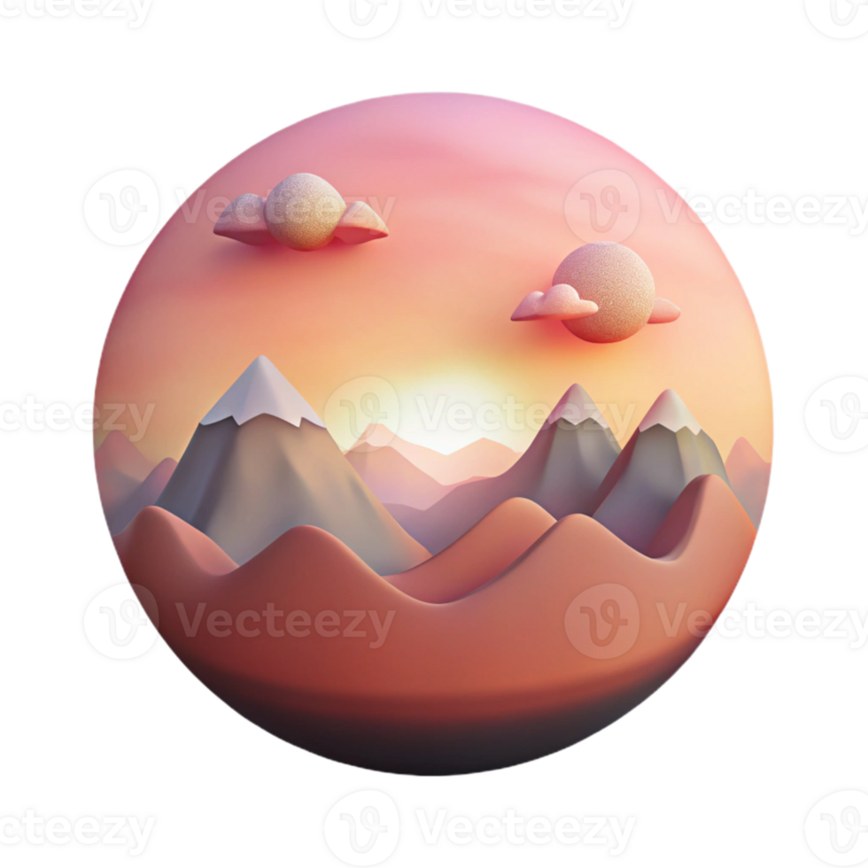 extraordinary creative Soft Pink Sunset Sky Merging with Distant Mountains Cutout original png
