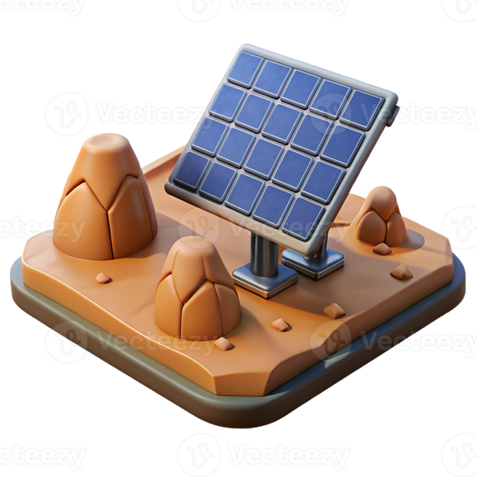 stunning rustic Solar Panel Array Desert Landscape Isolated png