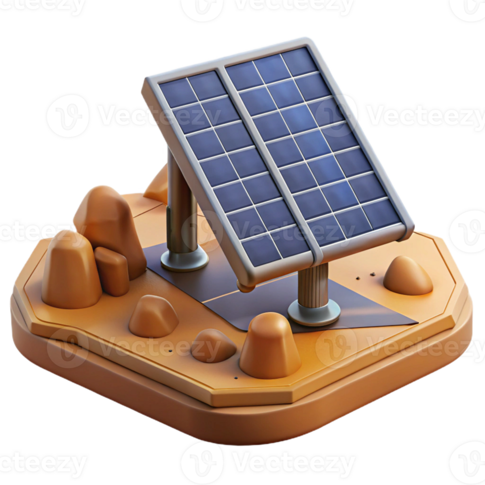 stunning contemporary Solar Panel Array Desert Landscape Isolated detailed png