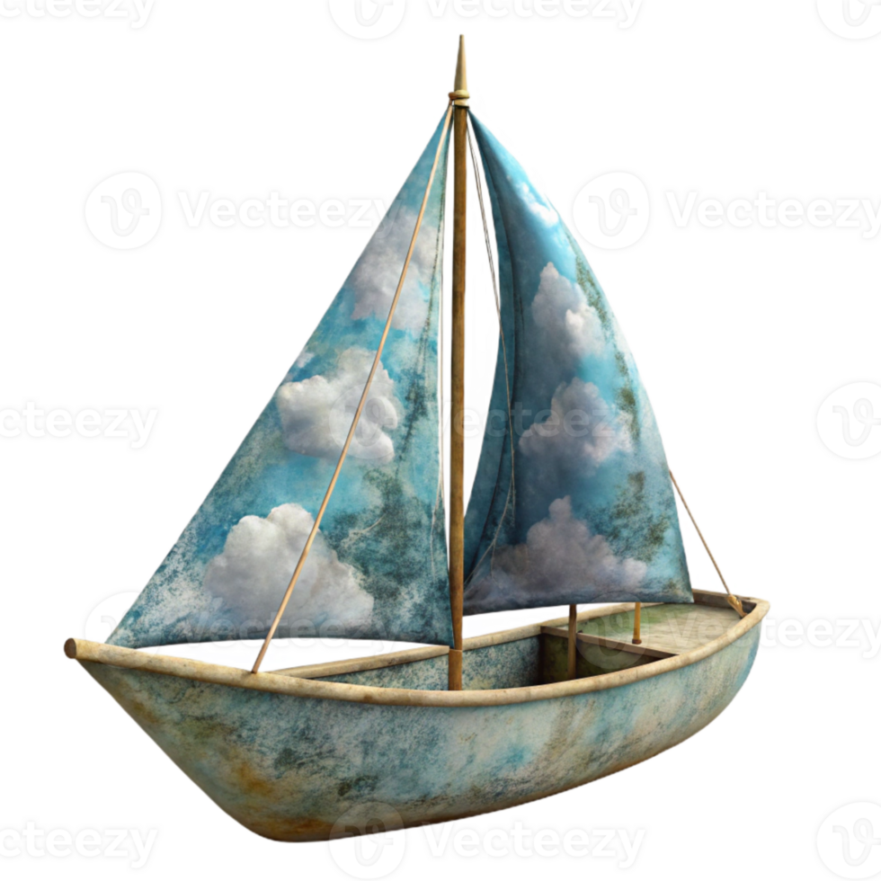 elegant contemporary Solitary Sailboat Isolated Under a Bright Cloudy Sky premium png