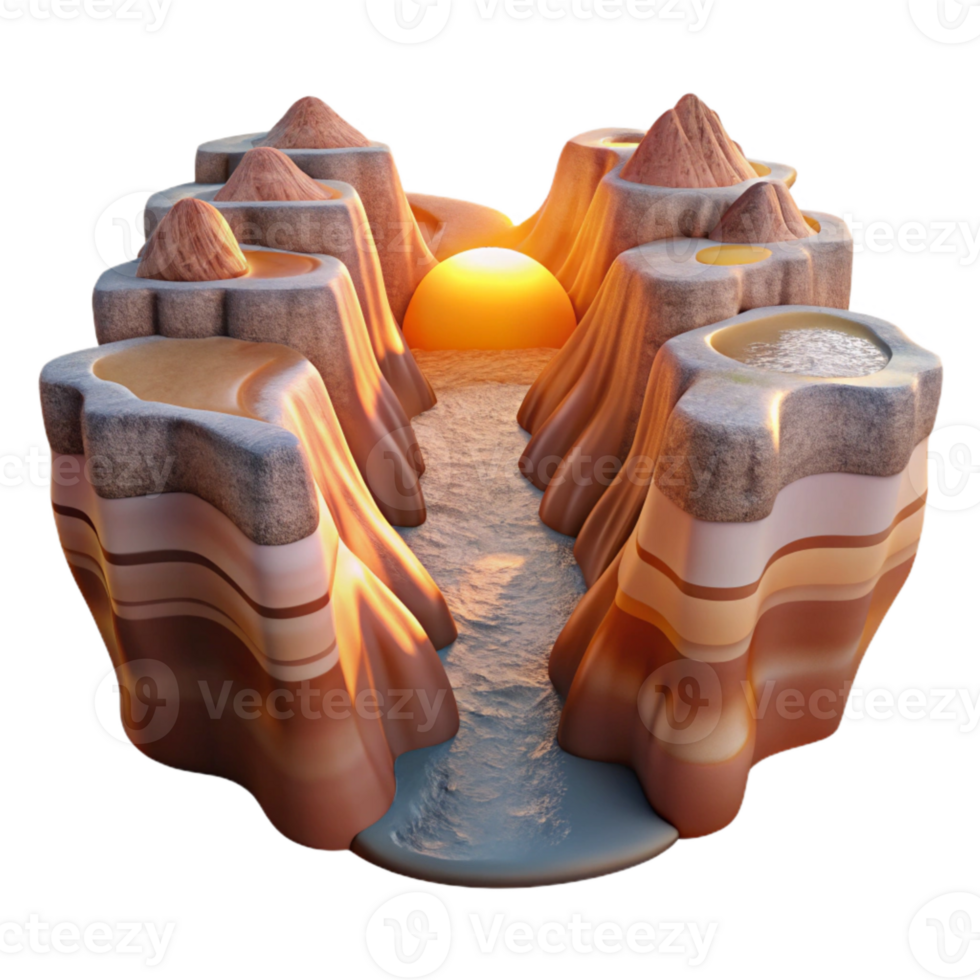 vibrant traditional Sparkling Canyon Cutout Dramatic Red Rock Formation professional png