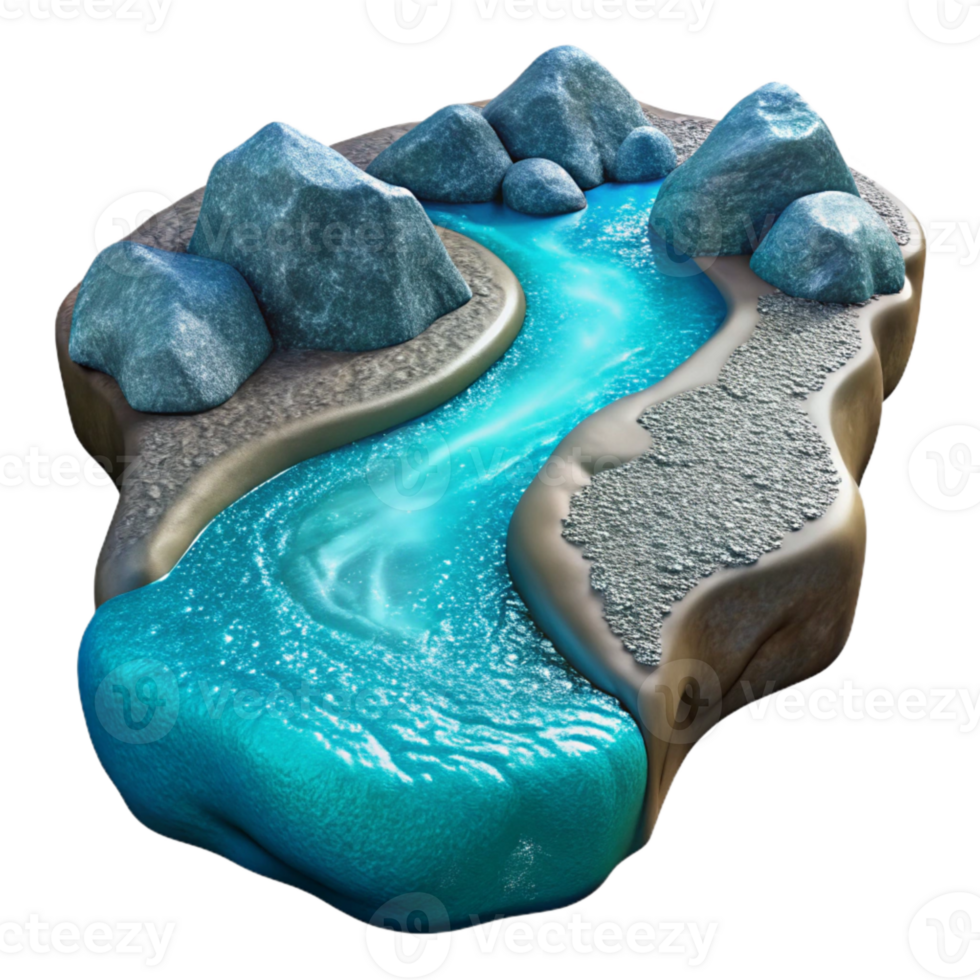 dramatic abstract Sparkling Gorge Stream Cutout Transparent Water Element detailed png