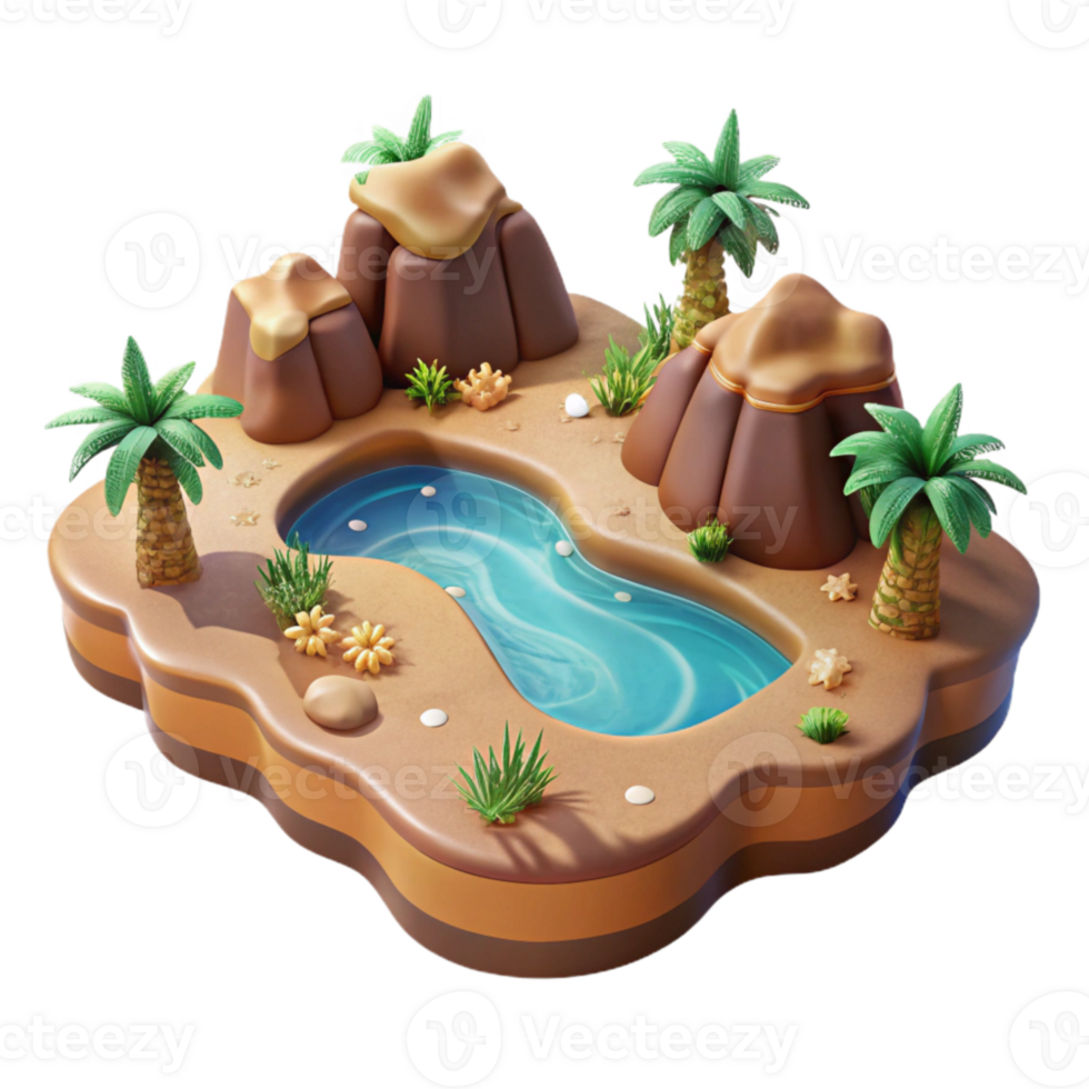 dramatic minimalist Sparkling Oasis Cutout Desert Gorge Isolated Element authentic png
