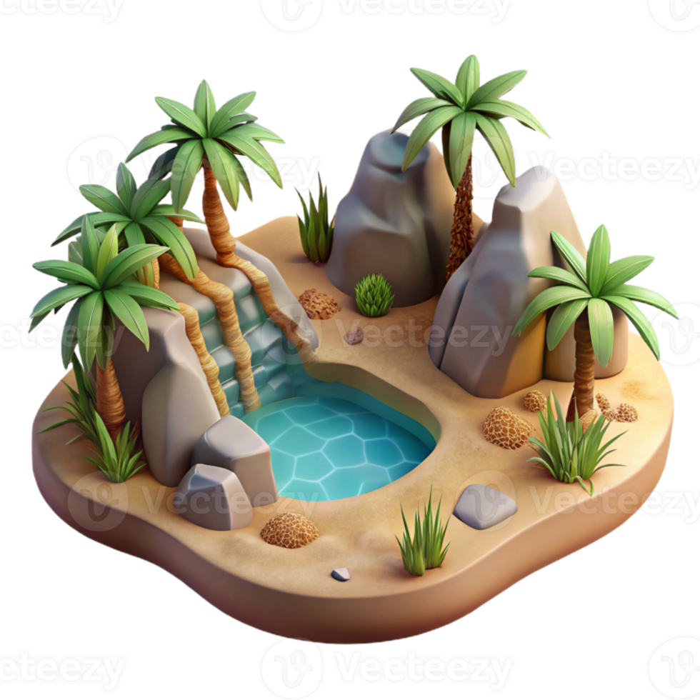 beautiful modern Sparkling Oasis Isolated in Desert Gorge original png