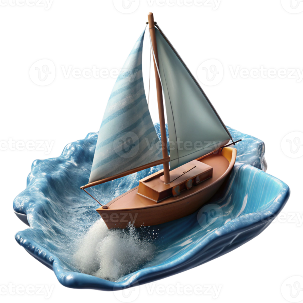 impressive creative Speeding Sailboat Cutout with Blurred Water Transparent Background high resolution png