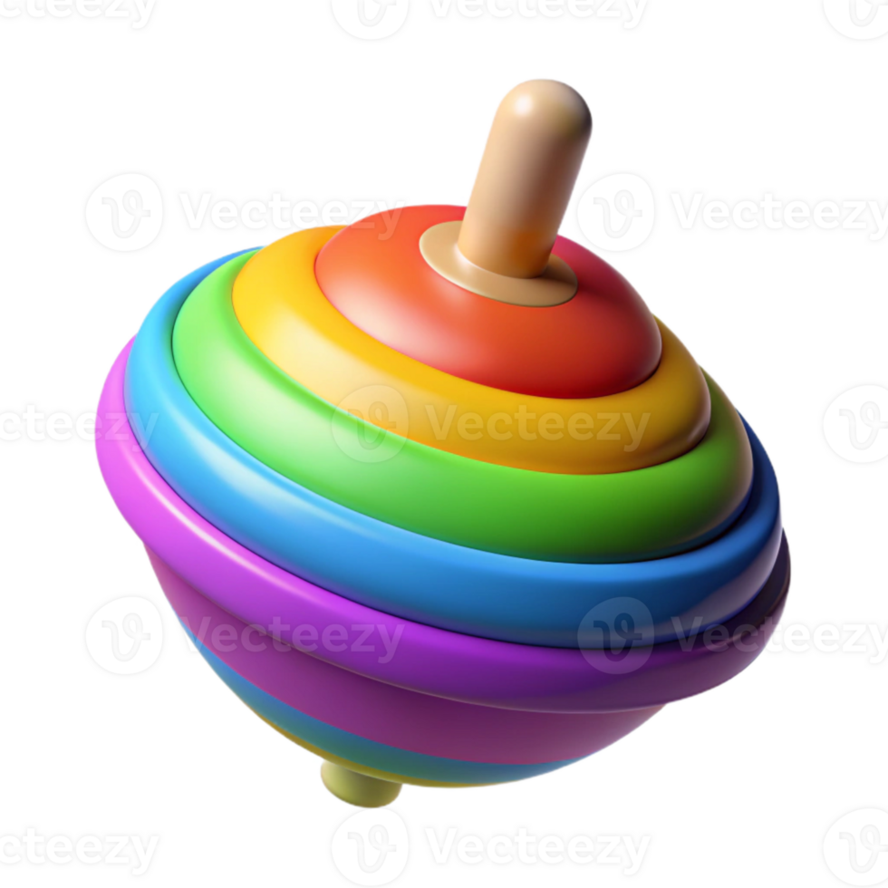 serene rustic Spinning Top with Colorful Stripes Transparent professional png