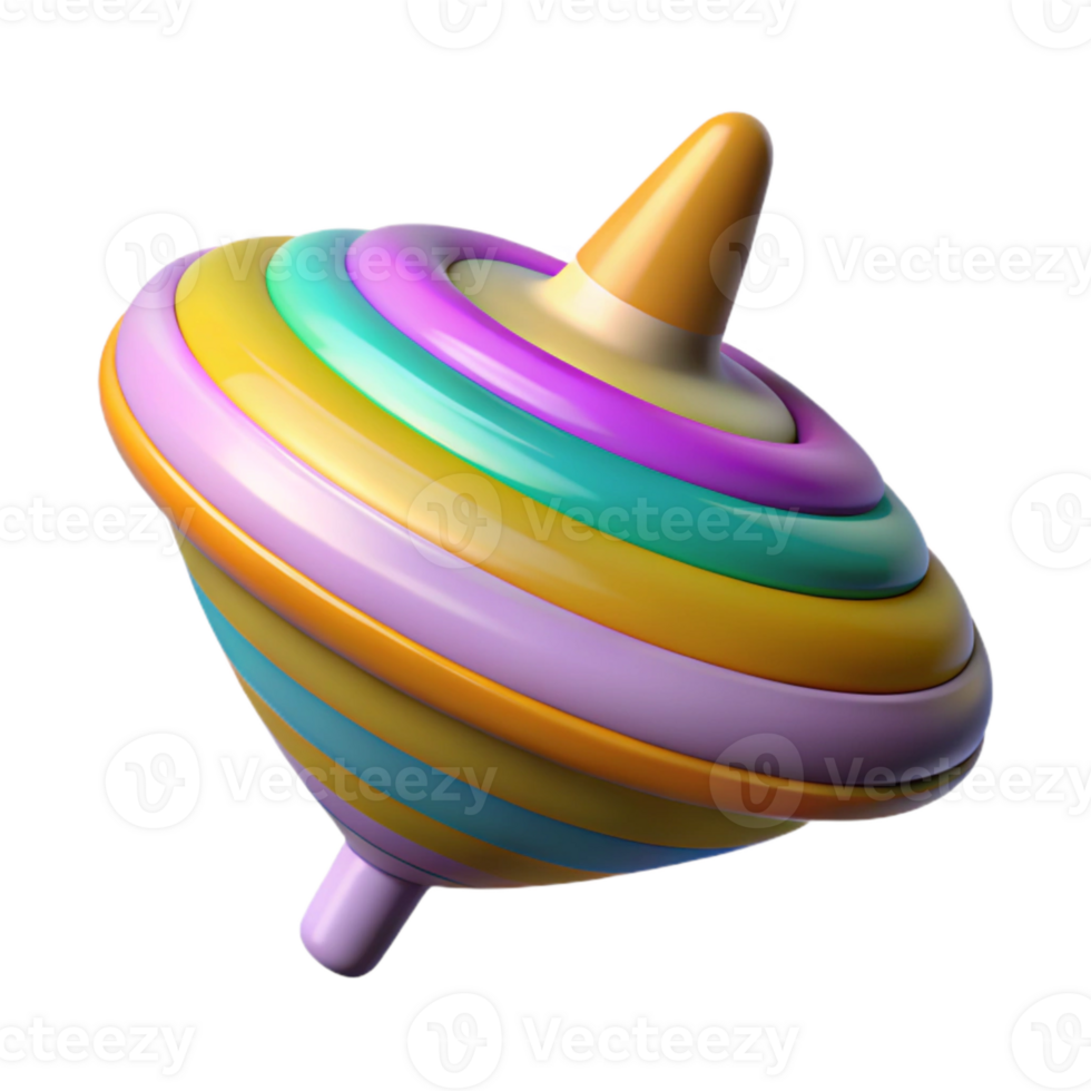 vibrant artistic Spinning Top with Colorful Stripes Transparent exclusive png
