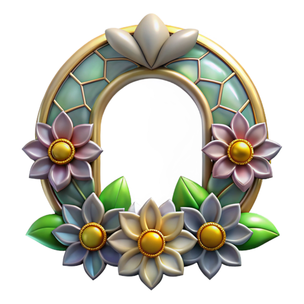 elegant vintage Stained Glass Floral Border Cutout Element original png