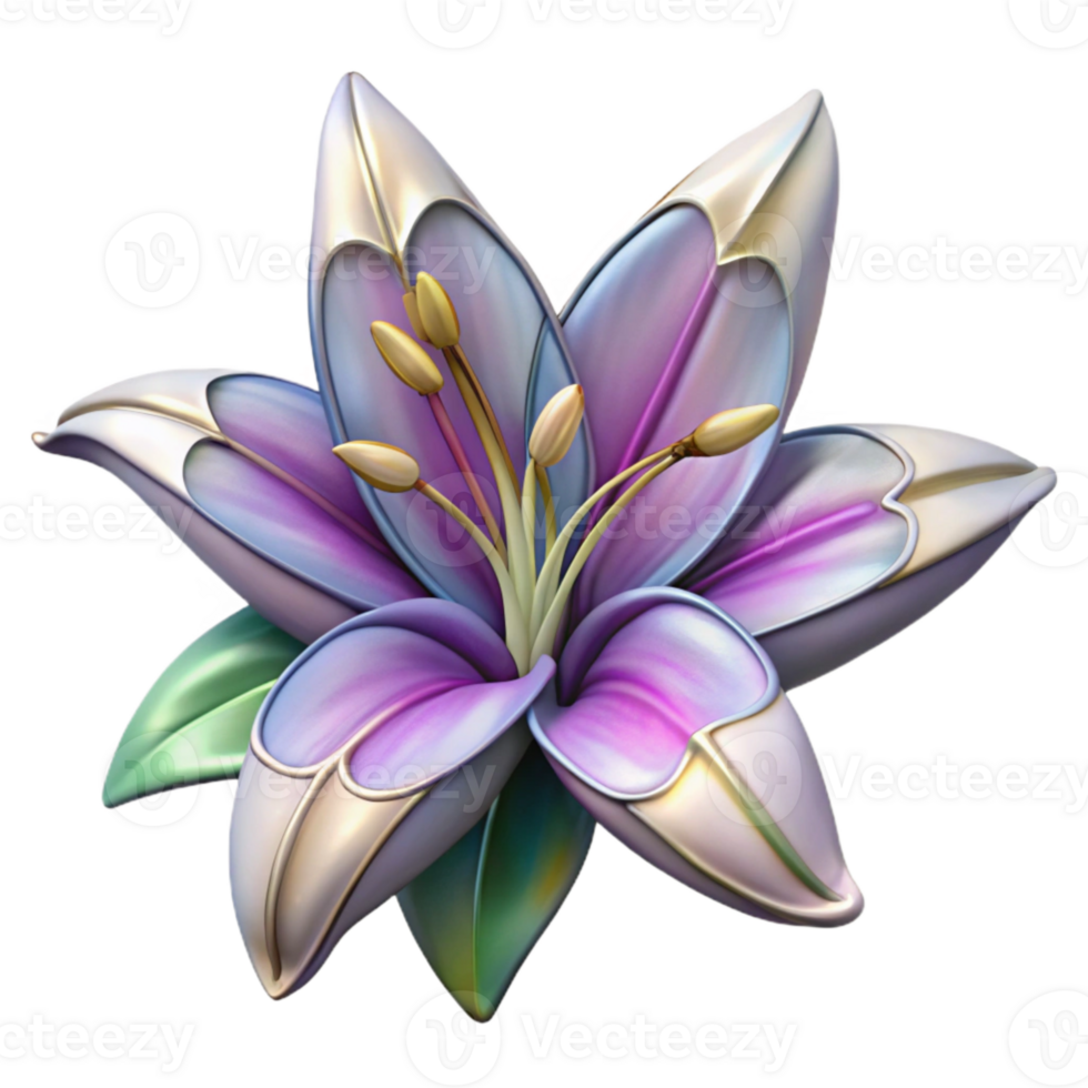 wonderful creative Stained Glass Lily Cutout with White and Purple Hues original png