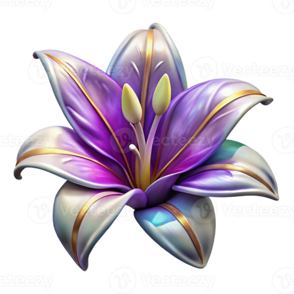 wonderful abstract Stained Glass Lily Cutout with White and Purple Hues high resolution png