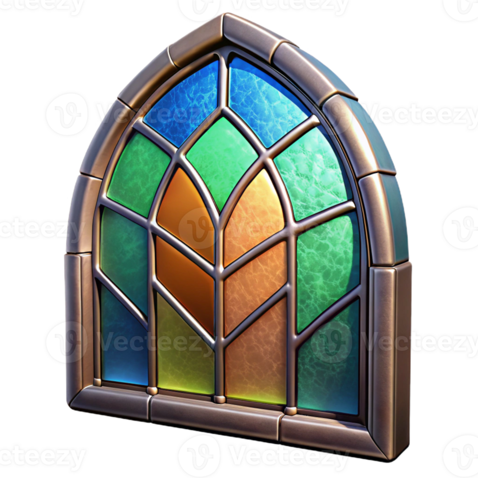 extraordinary contemporary Stained Glass Panel Cutout Vibrant Color Palette Isolated genuine png