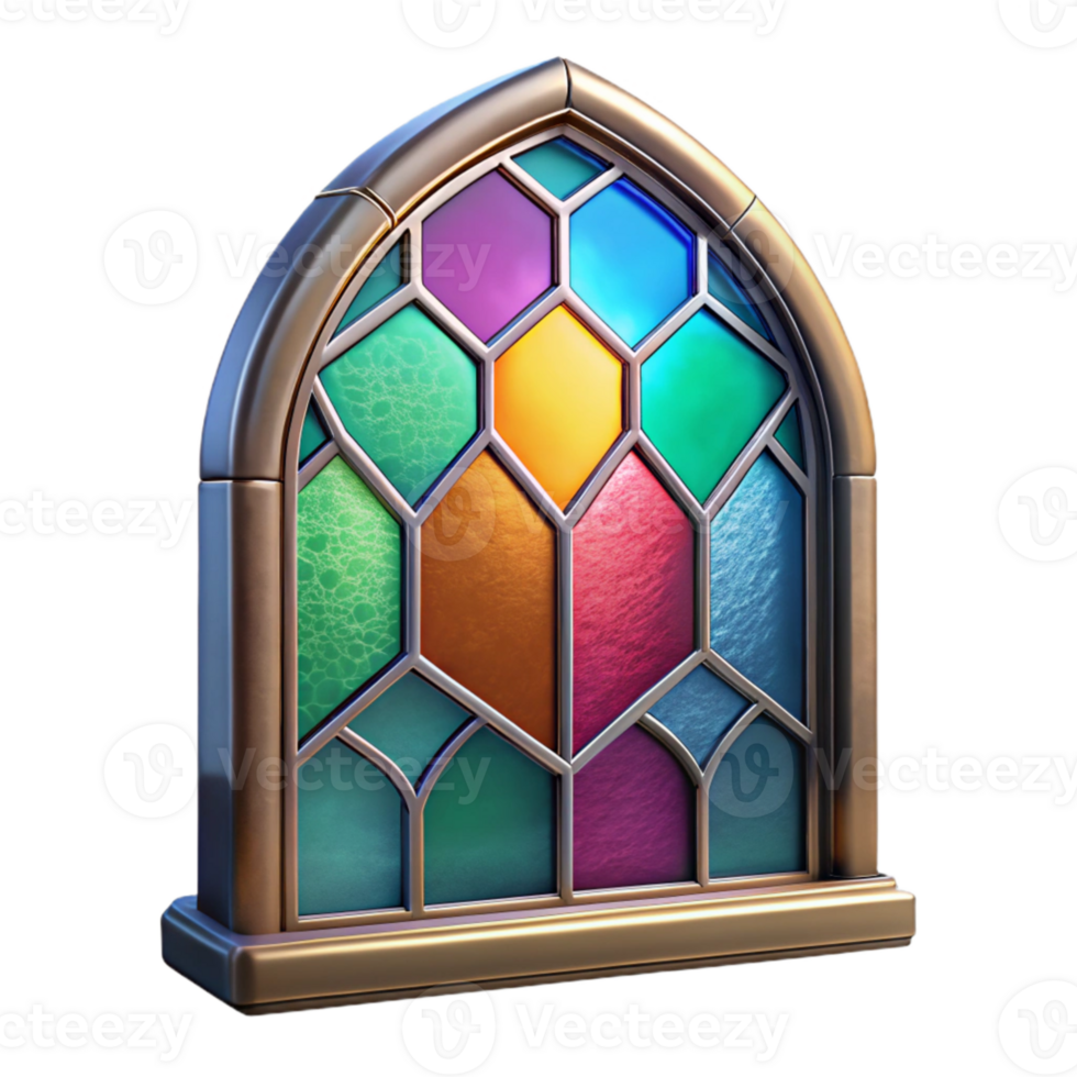 beautiful classic Stained Glass Panel Cutout Vibrant Color Palette Isolated premium png