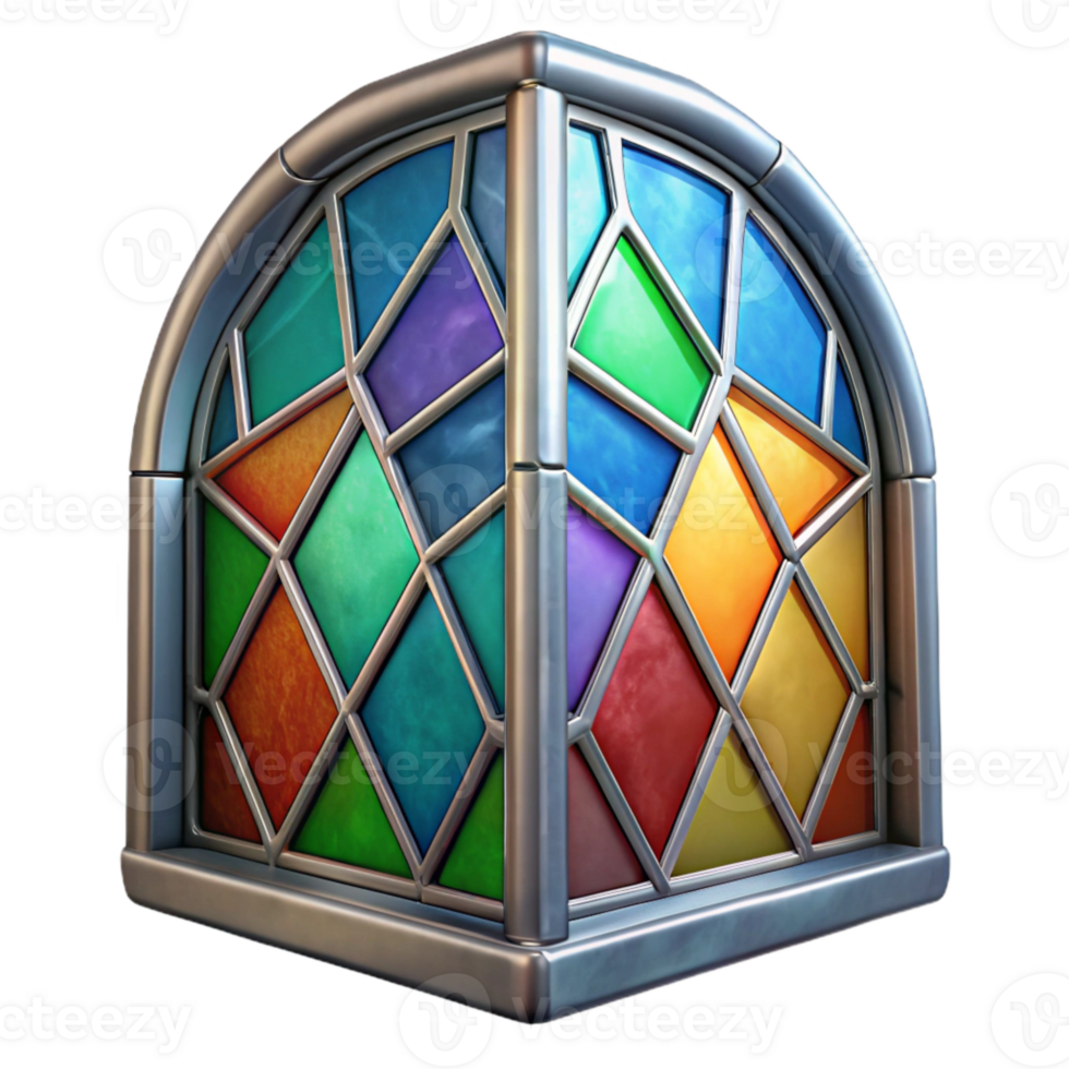 wonderful minimalist Stained Glass Panel Cutout Vibrant Color Palette Isolated exclusive png