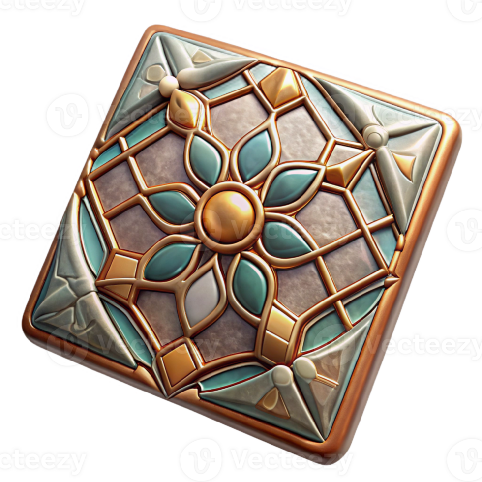 magnificent vintage Stained Glass Square Tile with Intricate Detail detailed png