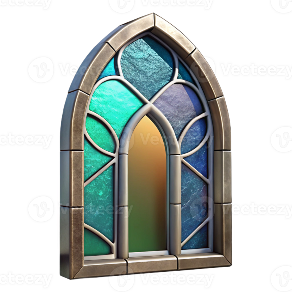 beautiful rustic Stained Glass Window Arch Transparent Background high quality png