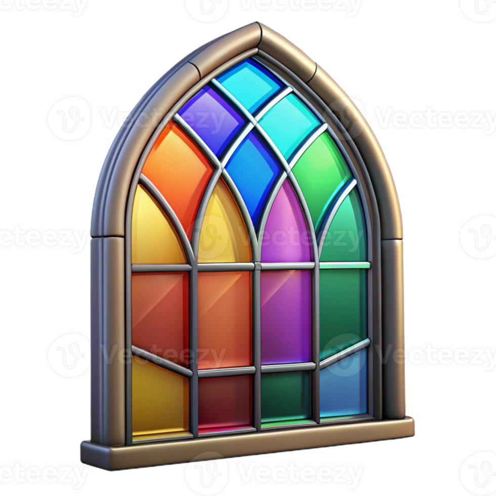wonderful abstract Stained Glass Window Isolated Vibrant Colors Cutout png