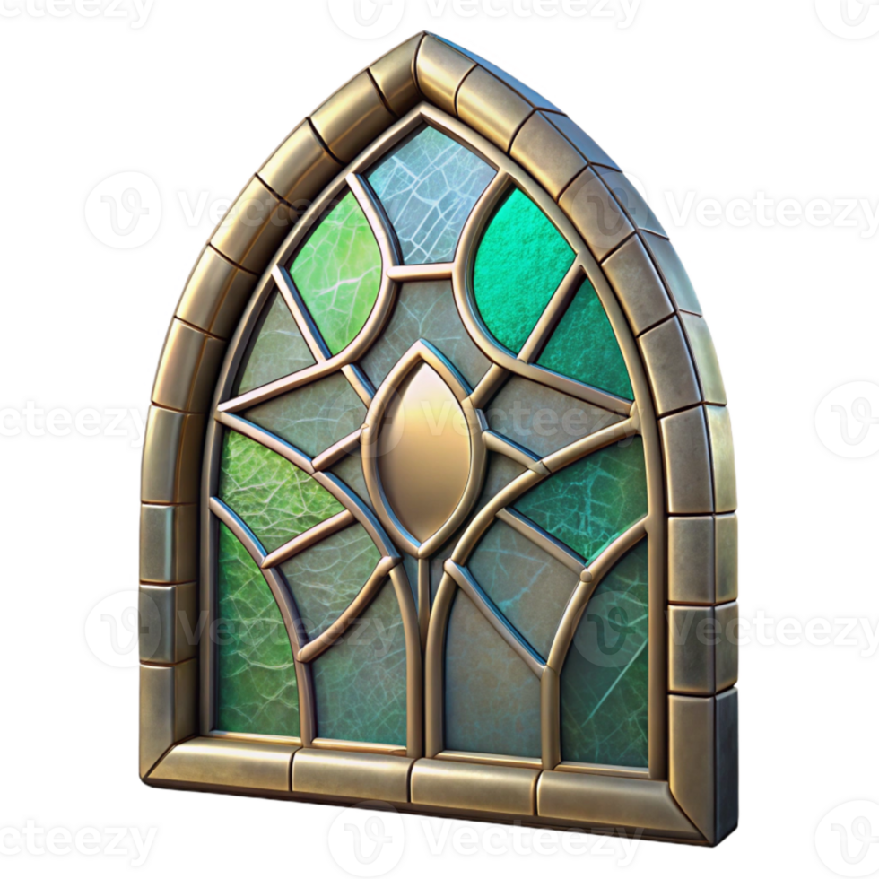 vibrant creative Stained Glass Window Fragment Cutout Abstract Design Isolated detailed png