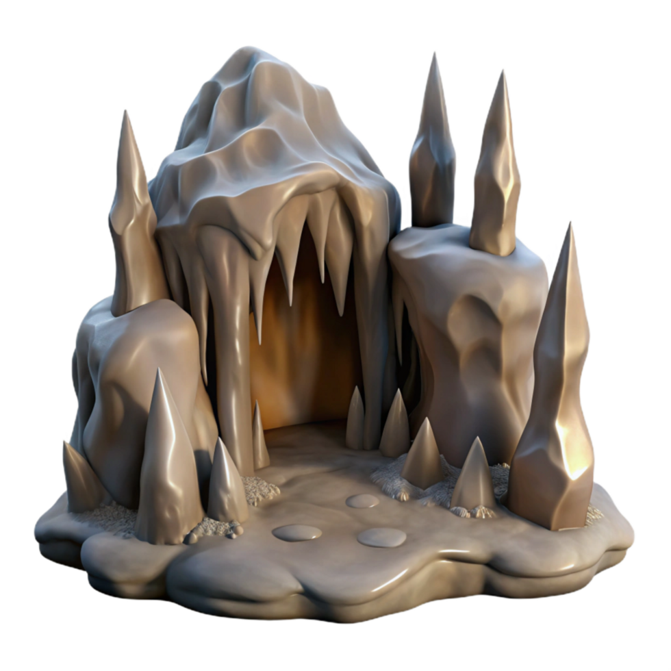 dramatic contemporary Stalactite and Stalagmite Cutout with Detailed Shadows high resolution png