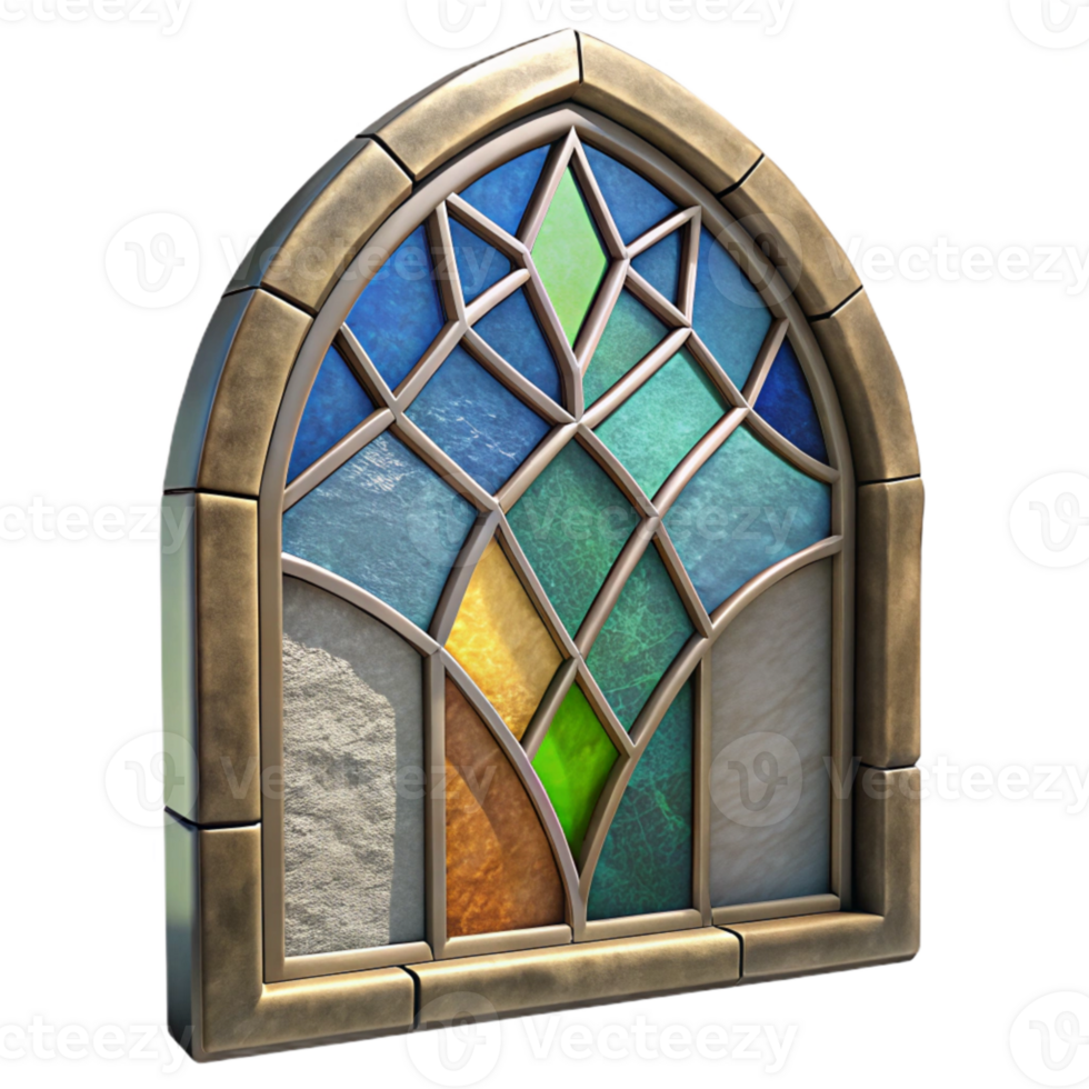 wonderful classic Stained Glass Window Fragment Cutout Abstract Design Isolated original png