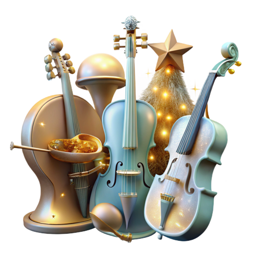 vibrant creative Starlight Quartet Transparent Background with Orchestral Instruments detailed png