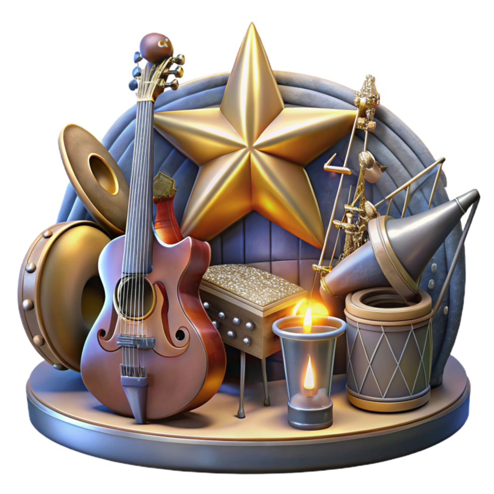 elegant traditional Starlight Symphony Cutout with Detailed Instruments exclusive png