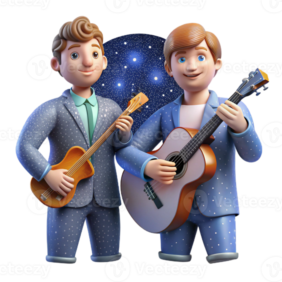 elegant rustic Starry Sky Musicians Isolated Front View professional png