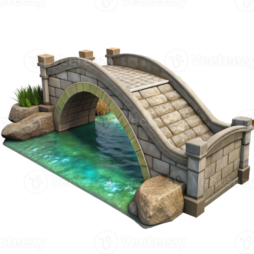 beautiful creative Stone Bridge Over River Realistic Cutout high resolution png