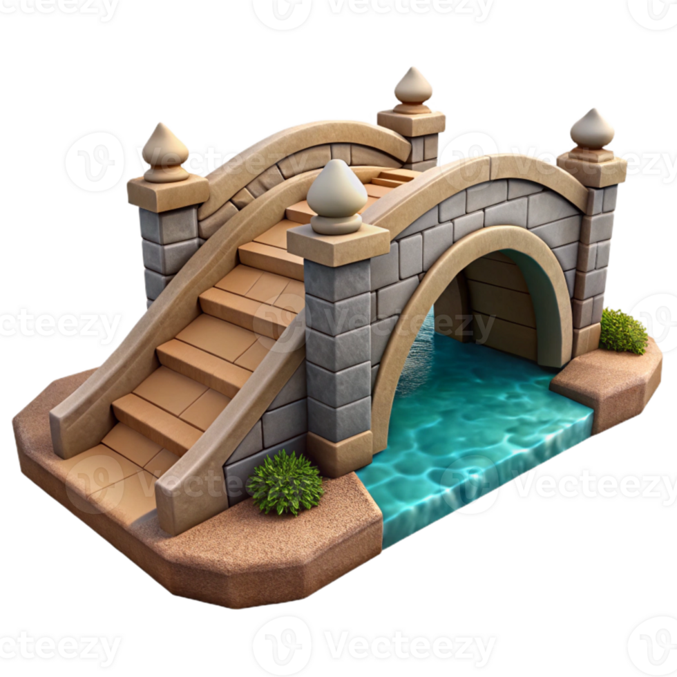 extraordinary minimalist Stone Bridge Over River Realistic Cutout detailed png