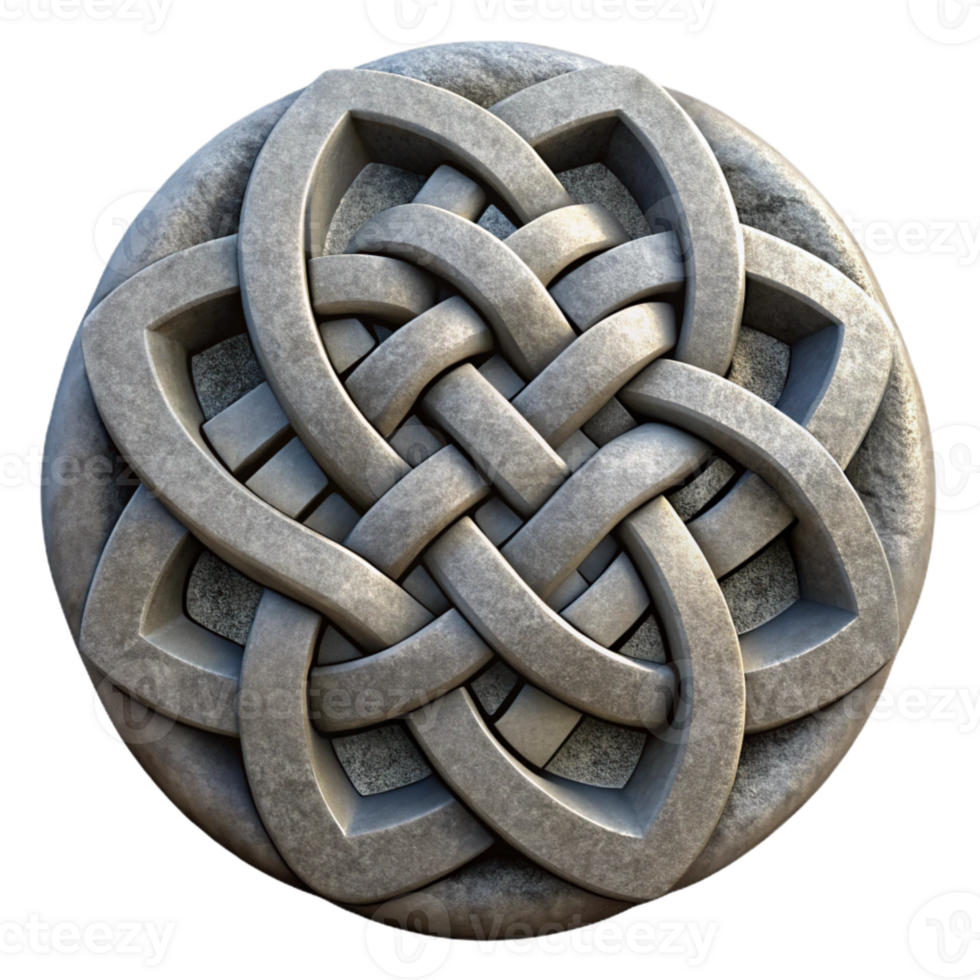 wonderful artistic Stone Carving Transparent Background with Celtic Knotwork authentic png