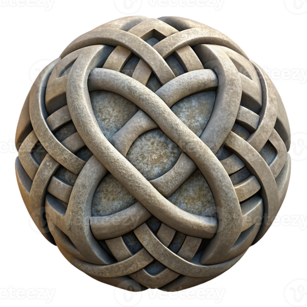 vibrant classic Stone Carving Transparent Background with Celtic Knotwork high resolution png