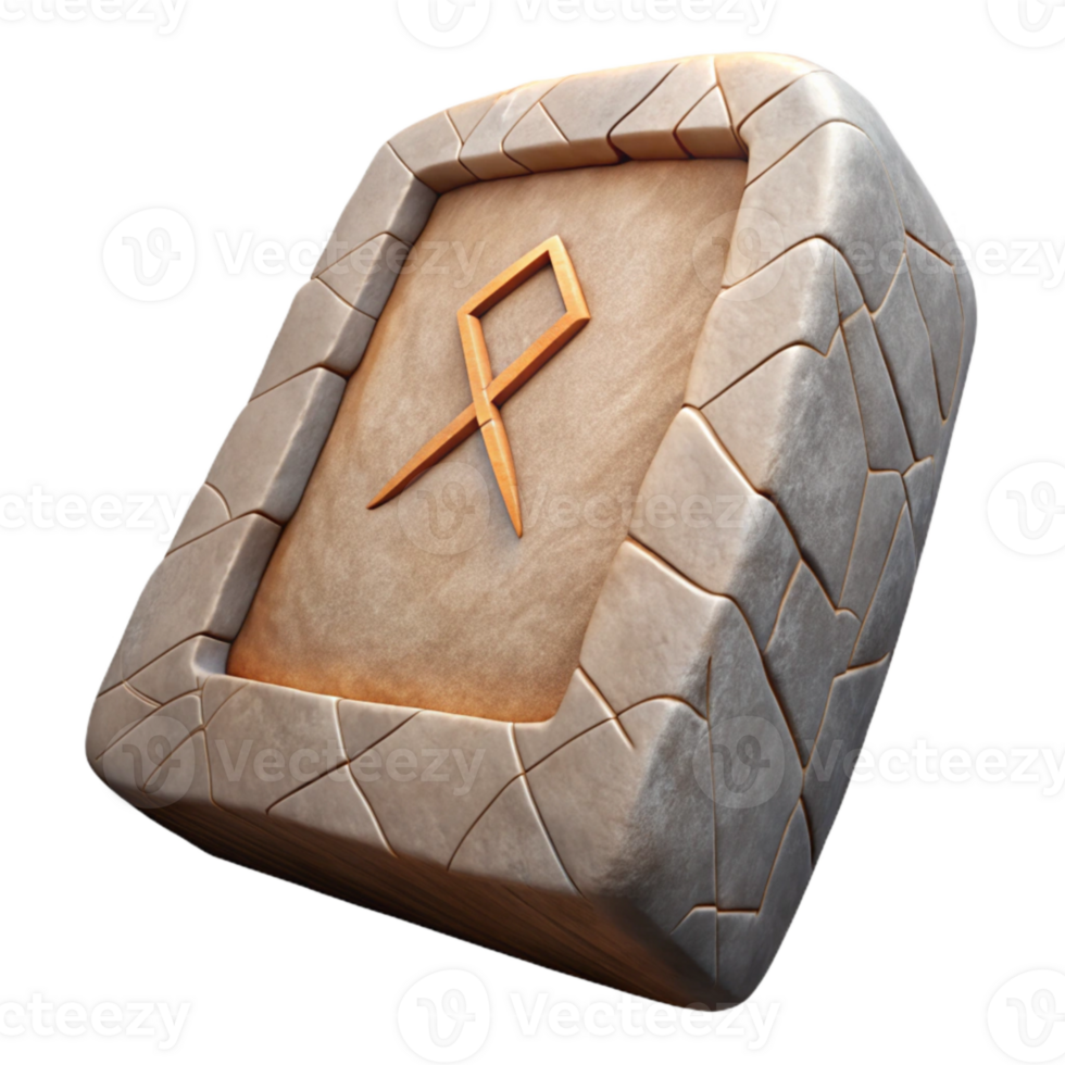 dramatic minimalist Stone Tablet with Runes Isolated on White exclusive png