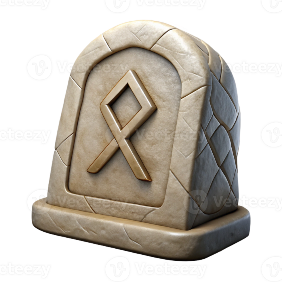 elegant minimalist Stone Tablet with Runes Isolated on White exclusive png