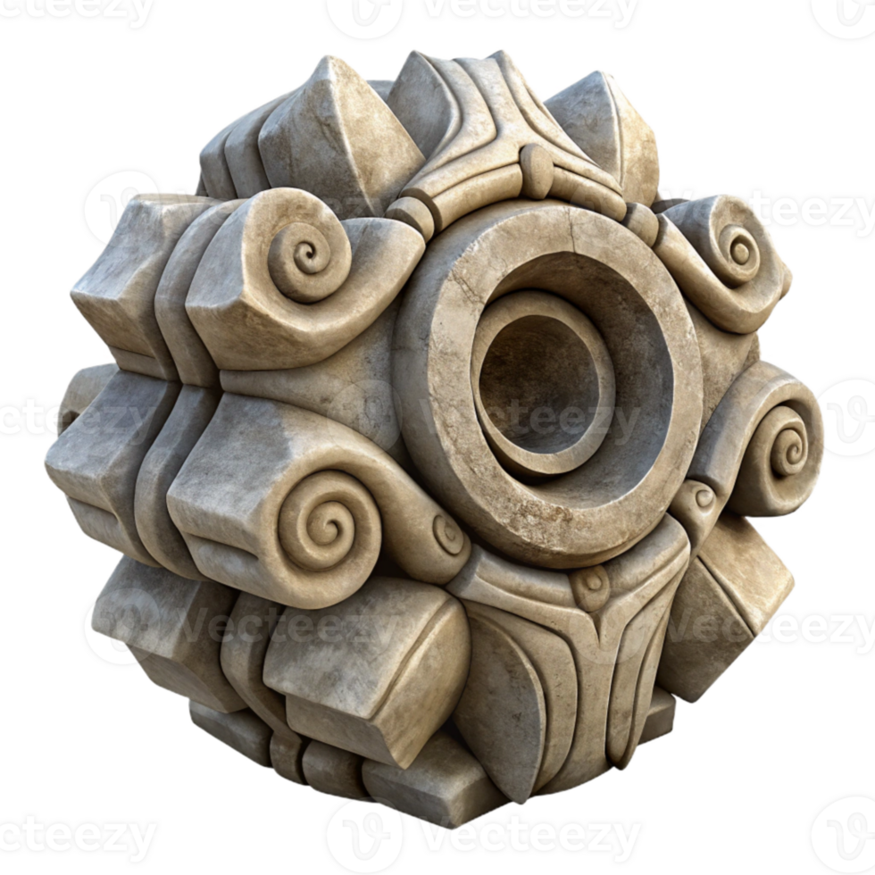 impressive modern Stone Sculpture Cutout Intricate Carving Isolated authentic png