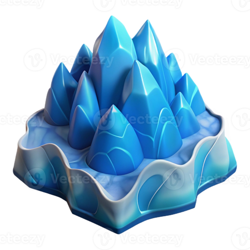 magnificent rustic Stylized Fractal Fjord Isolated on Transparent Background Blue detailed png