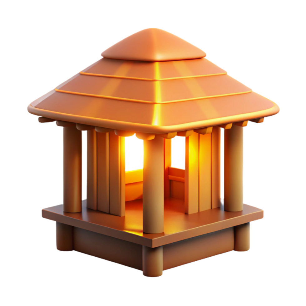 vibrant artistic Sunset Beach Hut Silhouette Isolated with Warm Orange Glow original png