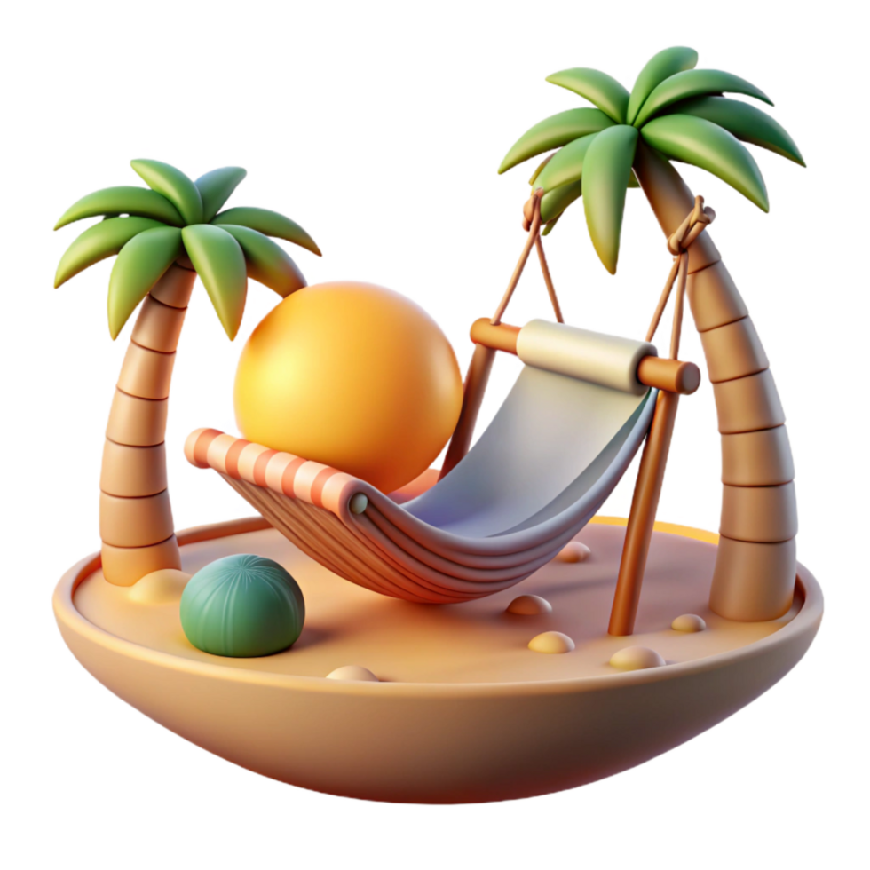 serene vintage Sunset Beach Hammock Cutout Relaxing Scene exclusive png