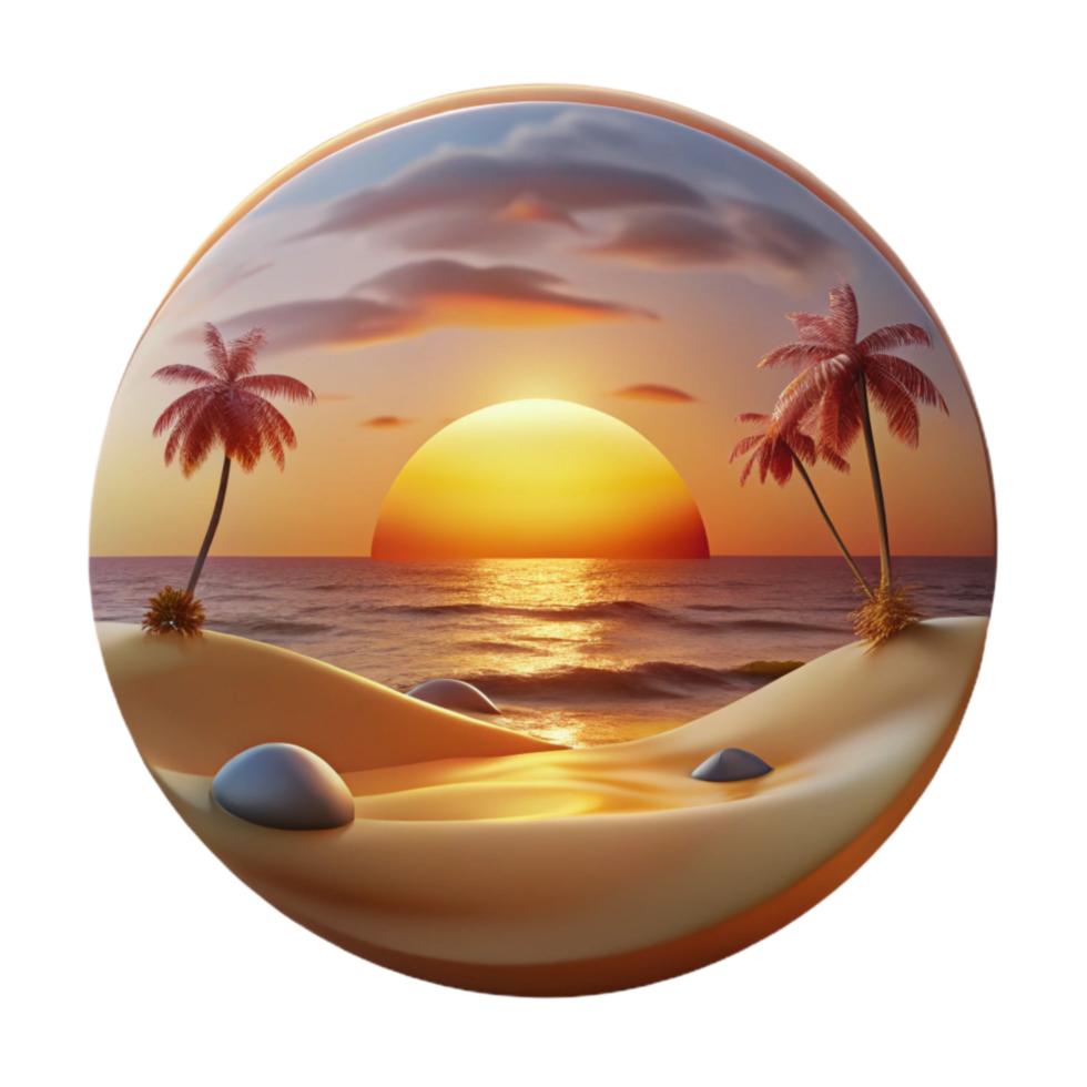 extraordinary abstract Sunset Kaleidoscope Beach Cutout Warm Golden Light Transparent Background png