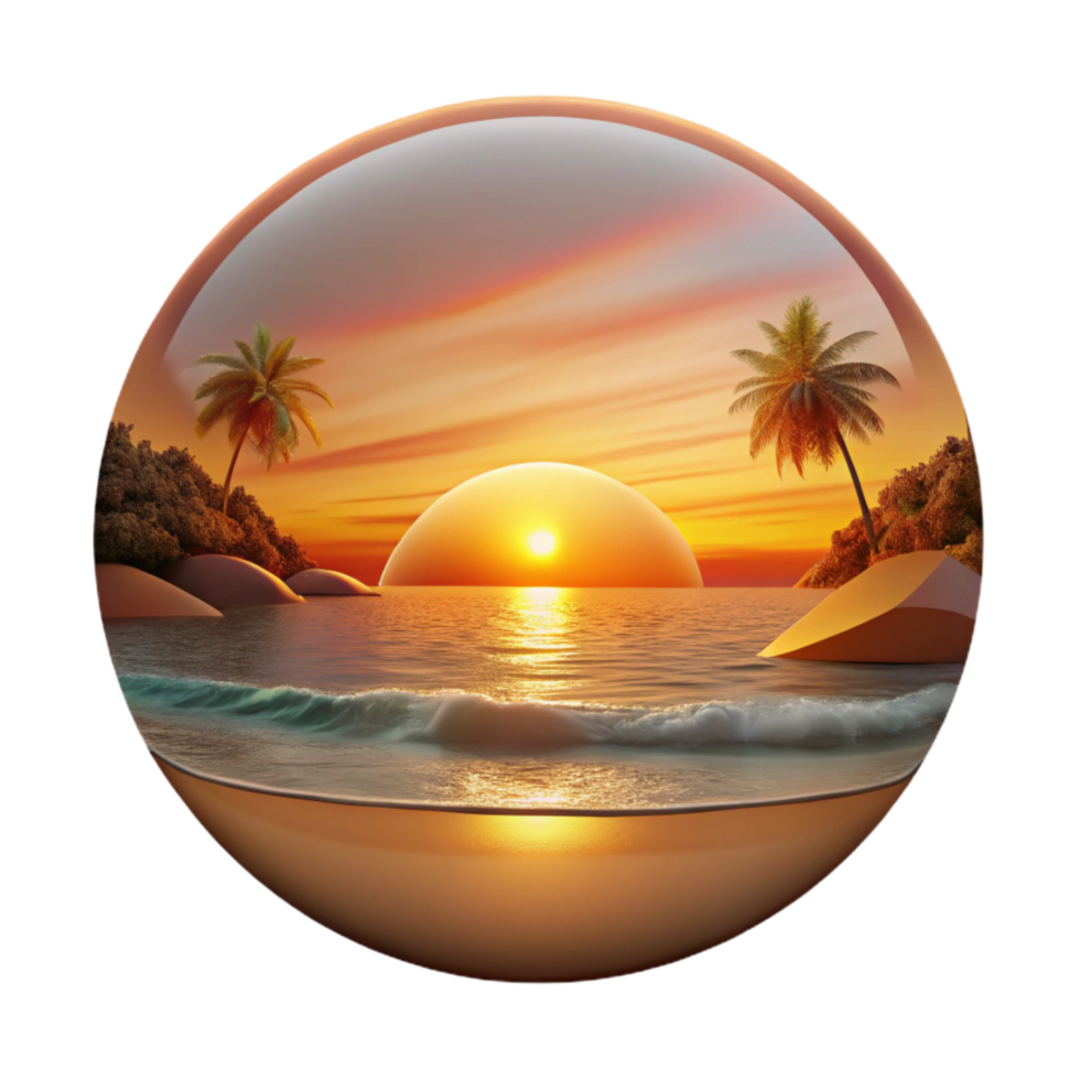 serene modern Sunset Kaleidoscope Beach Cutout Warm Golden Light Transparent Background original png