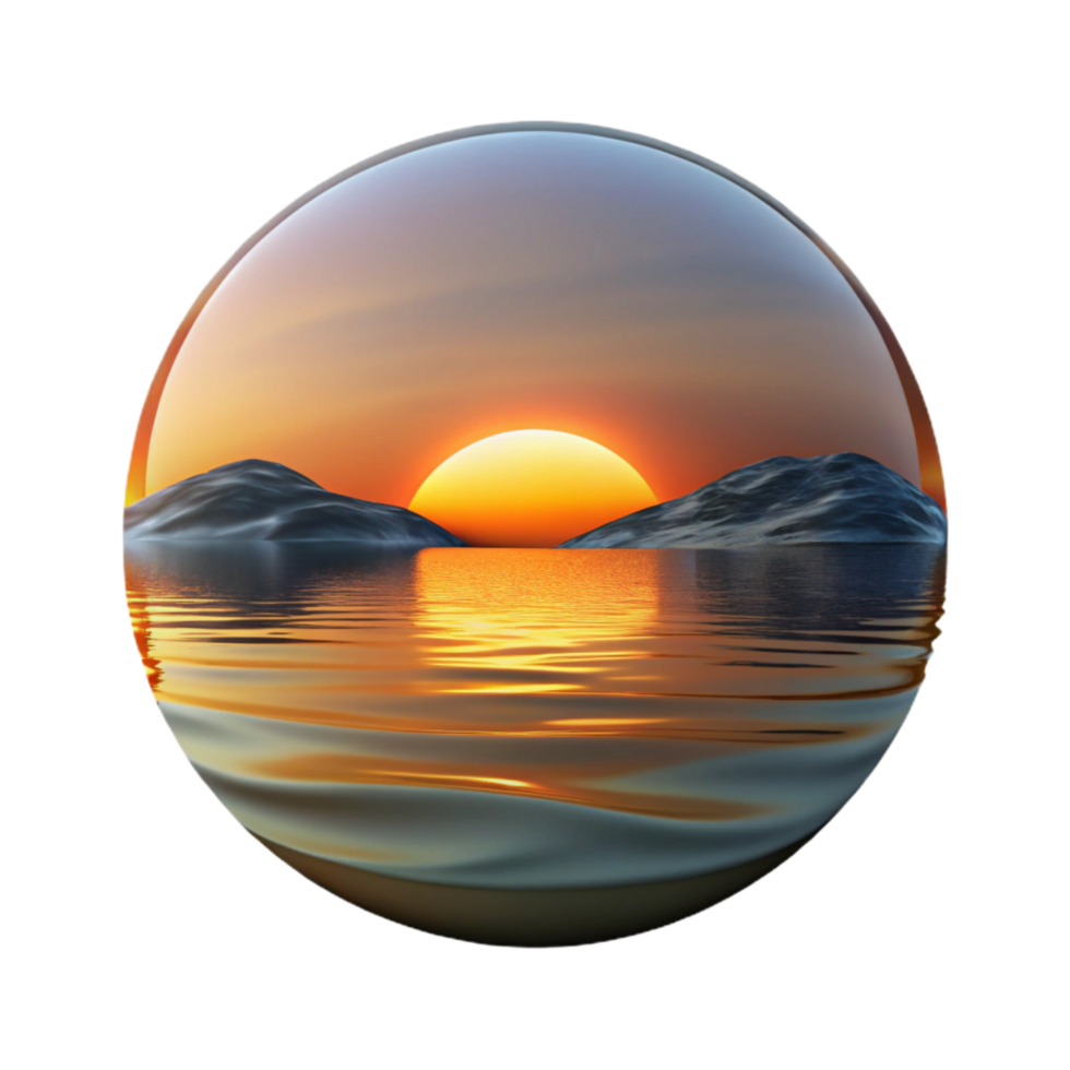 impressive artistic Sunset Lake Reflection Isolated genuine png