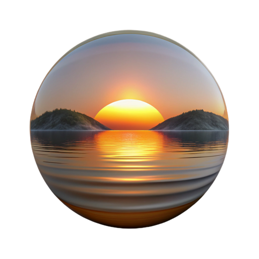 serene artistic Sunset Lake Reflection Isolated high quality png