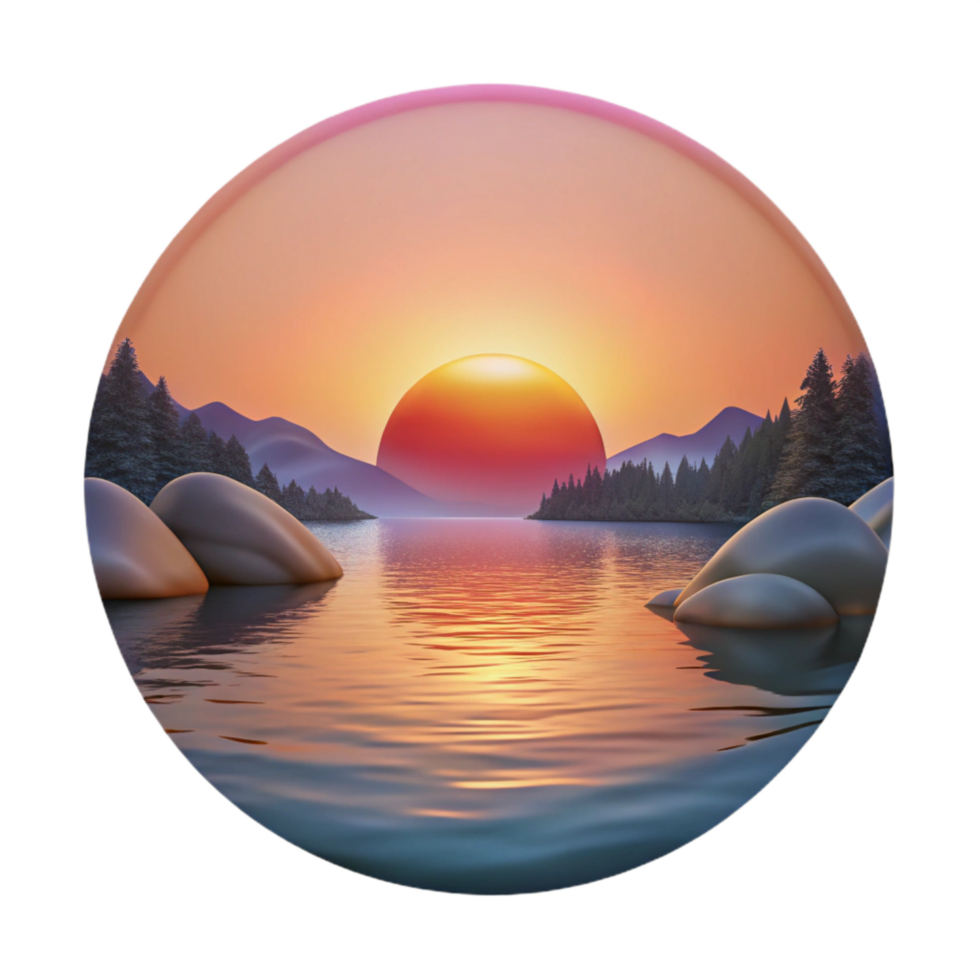 beautiful traditional Sunset Lake Scenery Transparent Background original png
