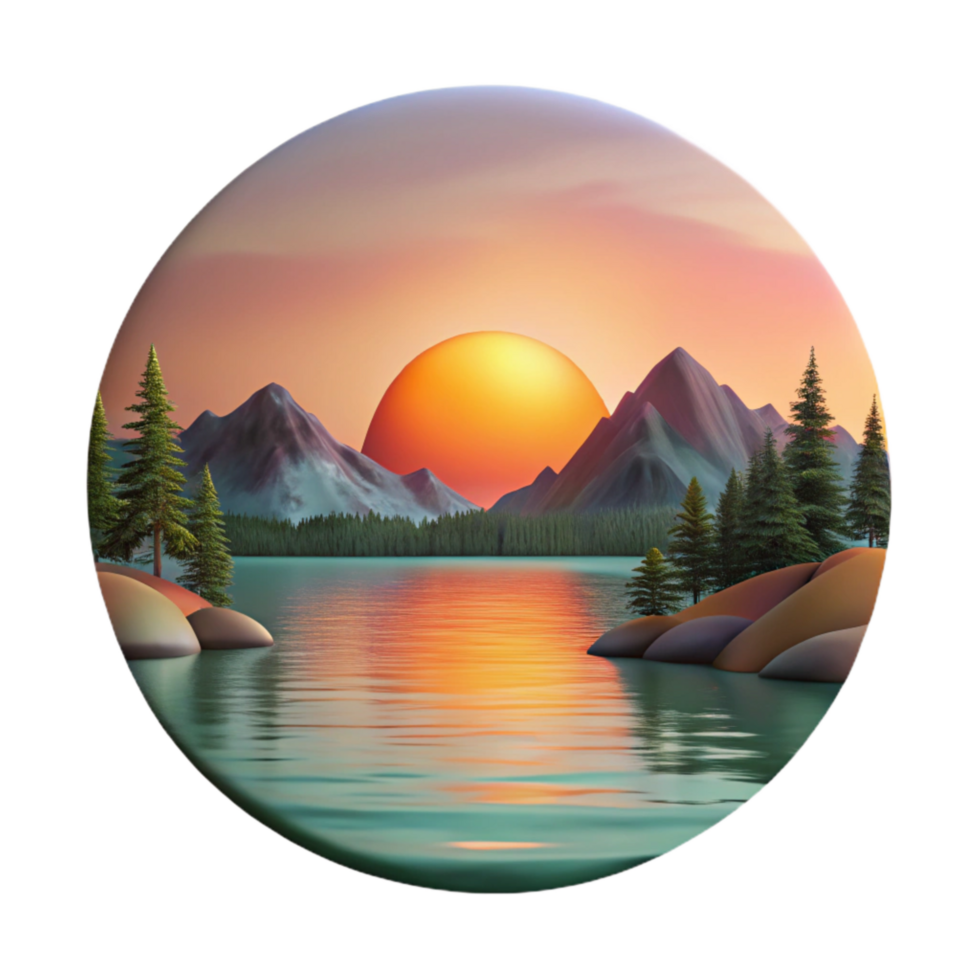 stunning contemporary Sunset Lake Scenery Transparent Background premium png