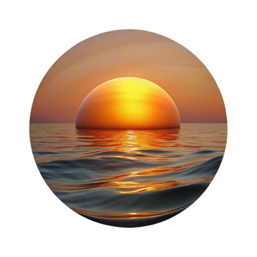 elegant rustic Sunset Over Calm Ocean Transparent Background Isolated Element detailed png