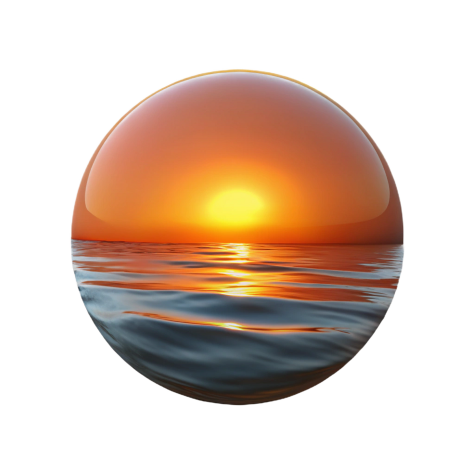 vibrant contemporary Sunset Reflection in Water Transparent Background detailed png