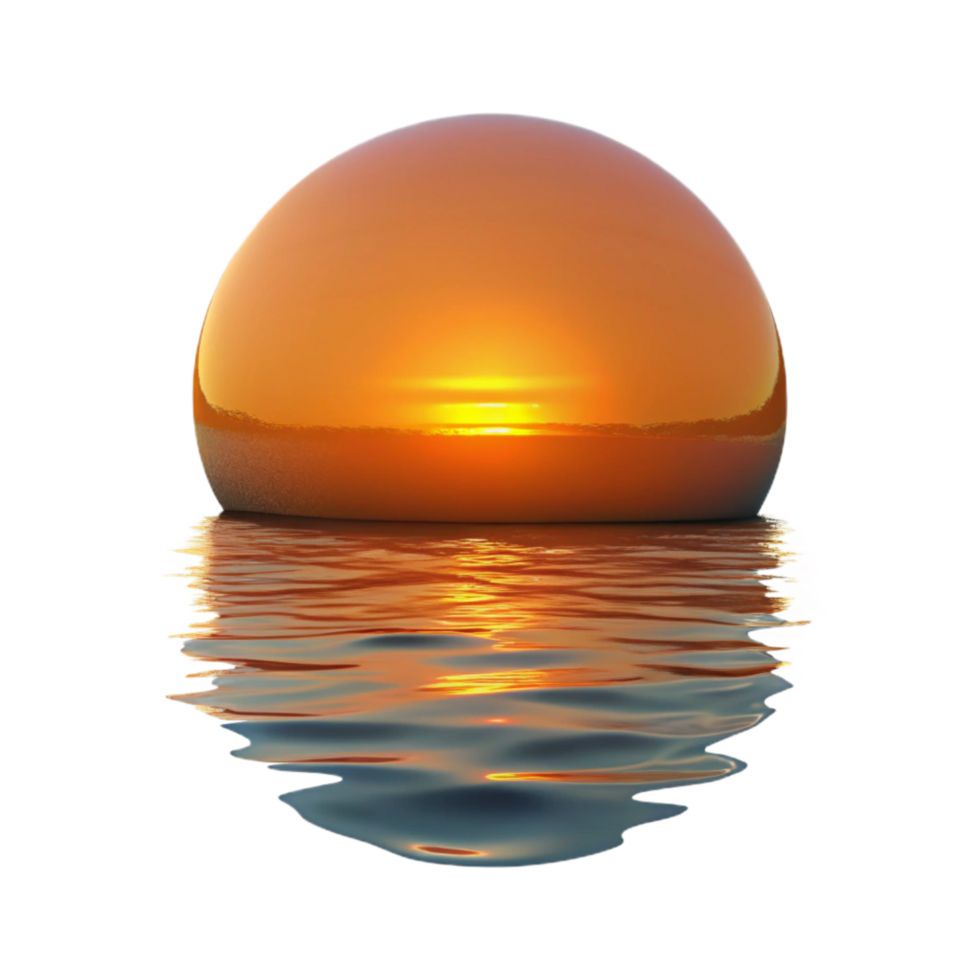 vibrant vintage Sunset Reflection on Water Cutout Serene Scene Isolated png