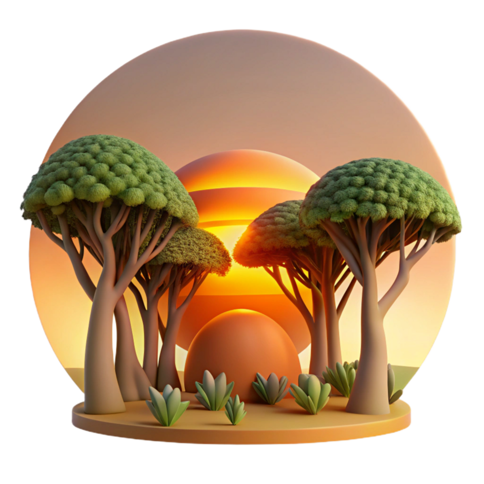 dramatic artistic Sunset Through Trees Cutout Golden Light Isolated authentic png