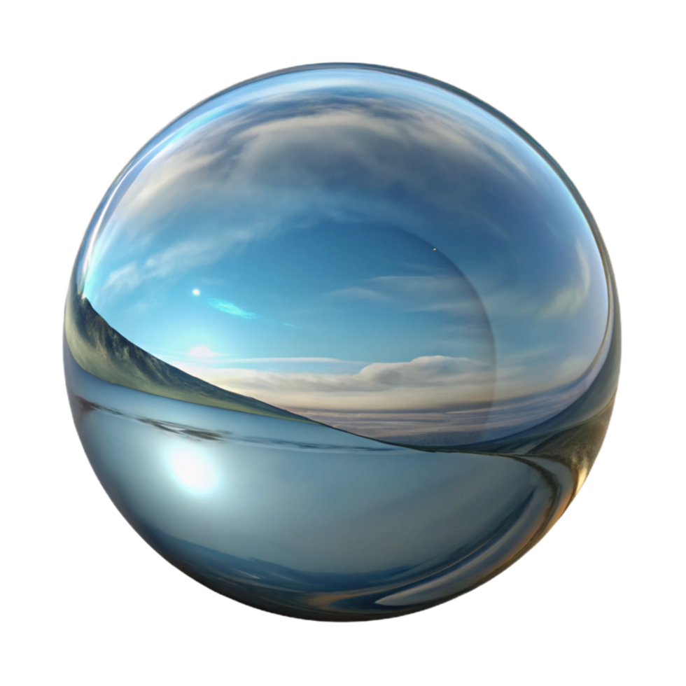 serene minimalist Surreal Reflection in Convex Glass Isolated professional png
